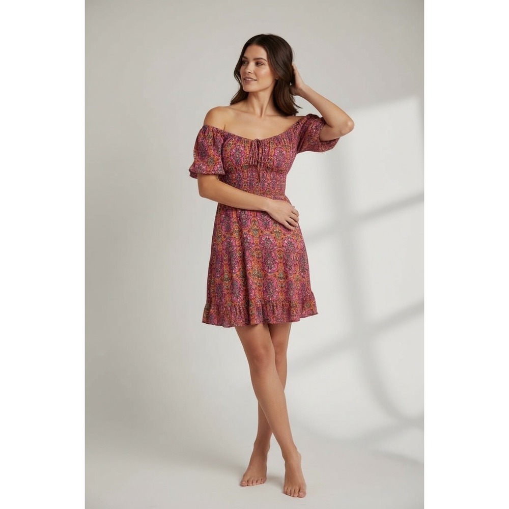 Olivaceous Pink Flutter Sleeve‎ Drop Waist Floral Cocktail Sexy Dress Size S